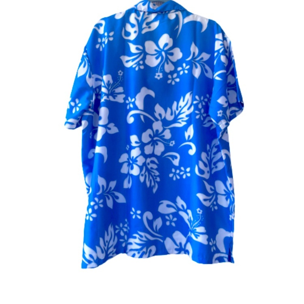 Men’s Hawaiian Shirt 2XL Turquoise White King Kameha Lightweight Fabric